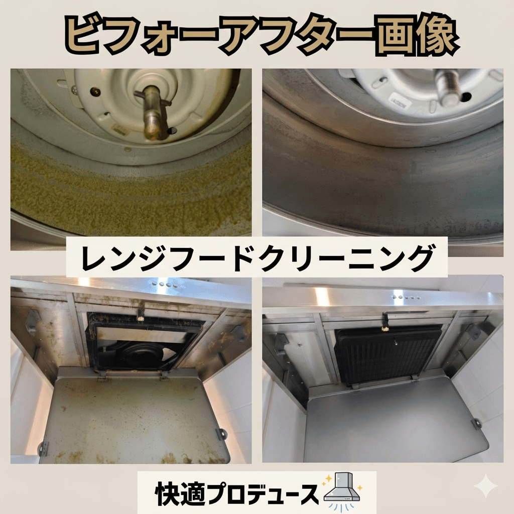 千葉市花見川区のレンジフードクリーニング ビフォーアフター