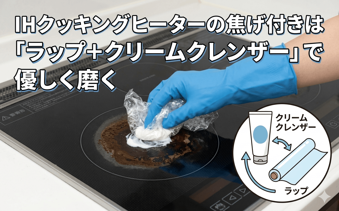 IHクッキングヒーターを掃除しているイメージ