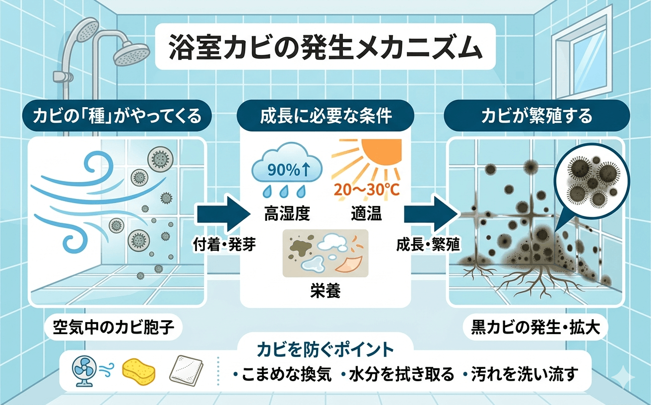浴室カビの発生メカニズム