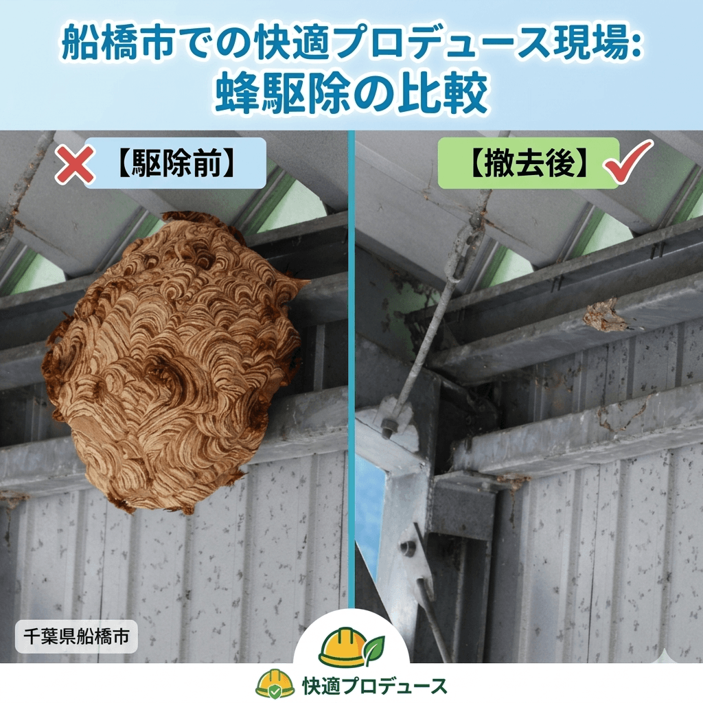 蜂の巣駆除前後の比較写真