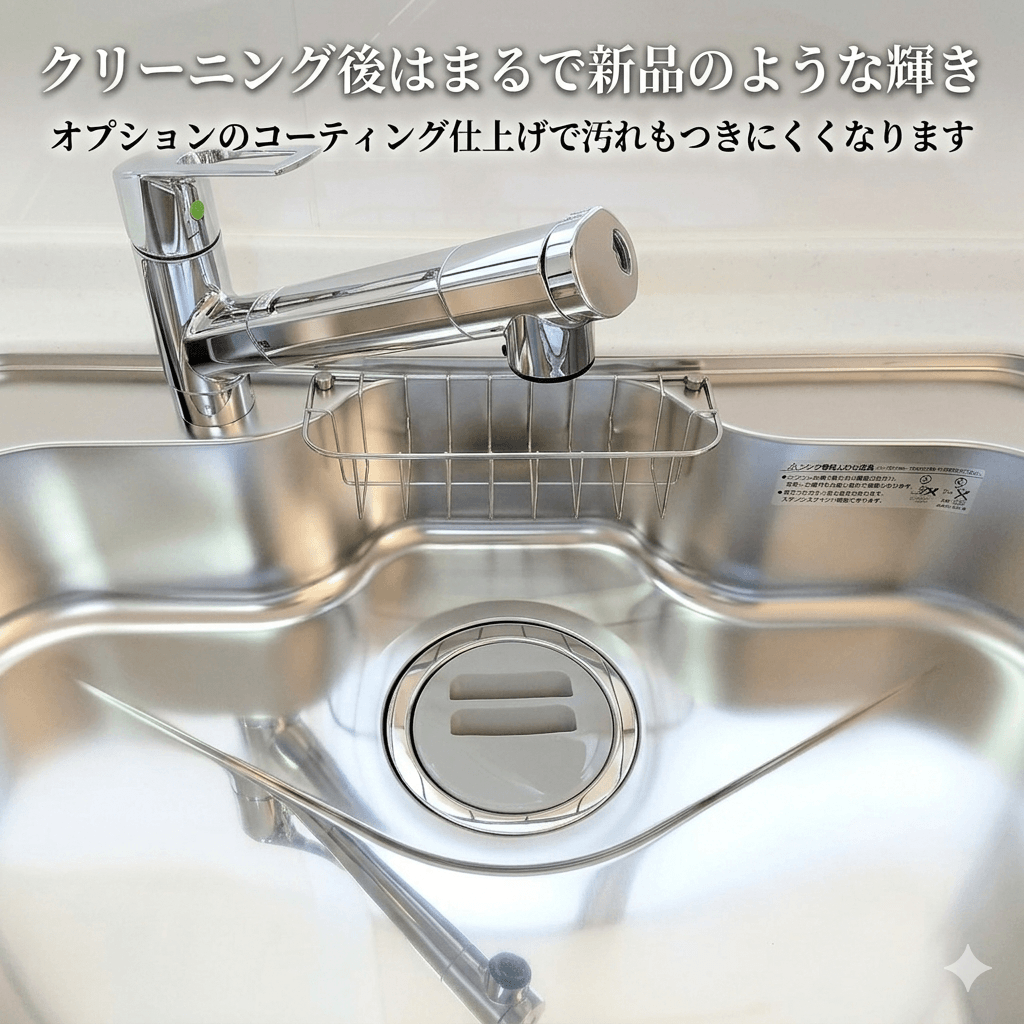 プロのハウスクリーニング後のピカピカになったシンク
