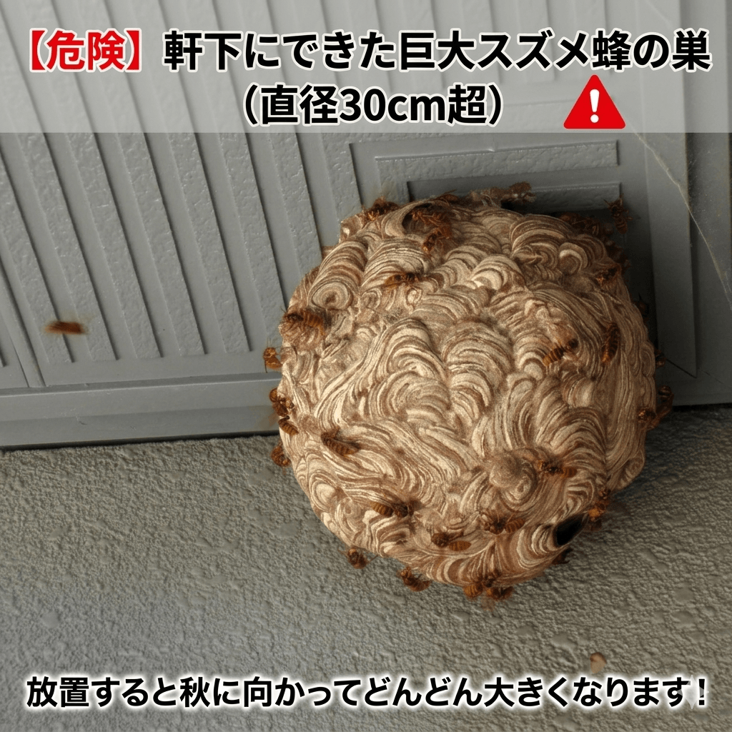 スズメ蜂の巣と駆除作業のイメージ