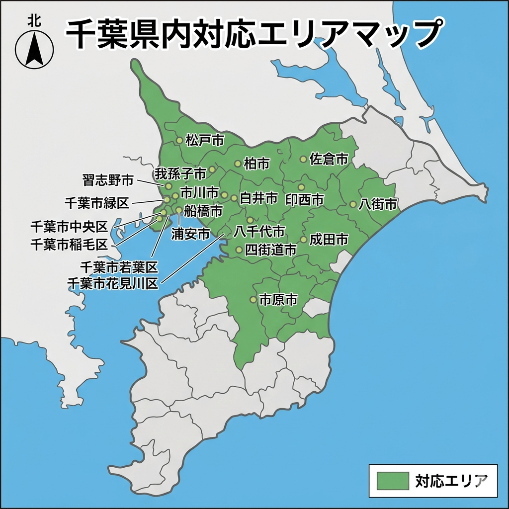 千葉県内の蜂駆除対応エリアマップ