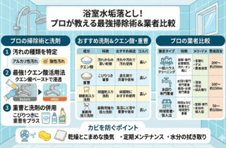 浴室の水垢が落ちない？プロが教える最強の掃除術とおすすめ洗剤・クエン酸・重曹活用法＆業者比較