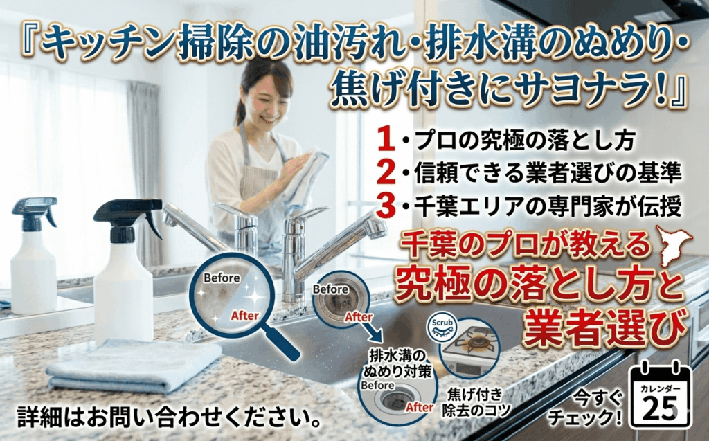 キッチン掃除の油汚れ、排水溝のぬめり、焦げ付きにサヨナラ！千葉のプロが教える究極の落とし方と業者選び