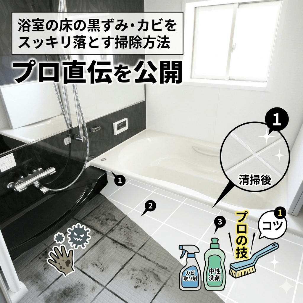 浴室の床の黒ずみ・カビをスッキリ落とす掃除方法！プロ直伝を公開