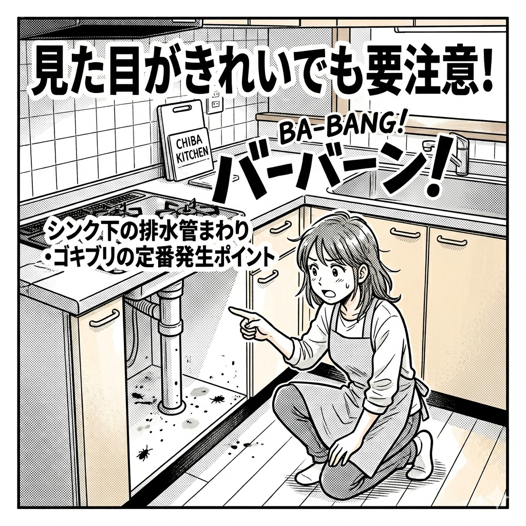シンク下のゴキブリ発生源イメージ