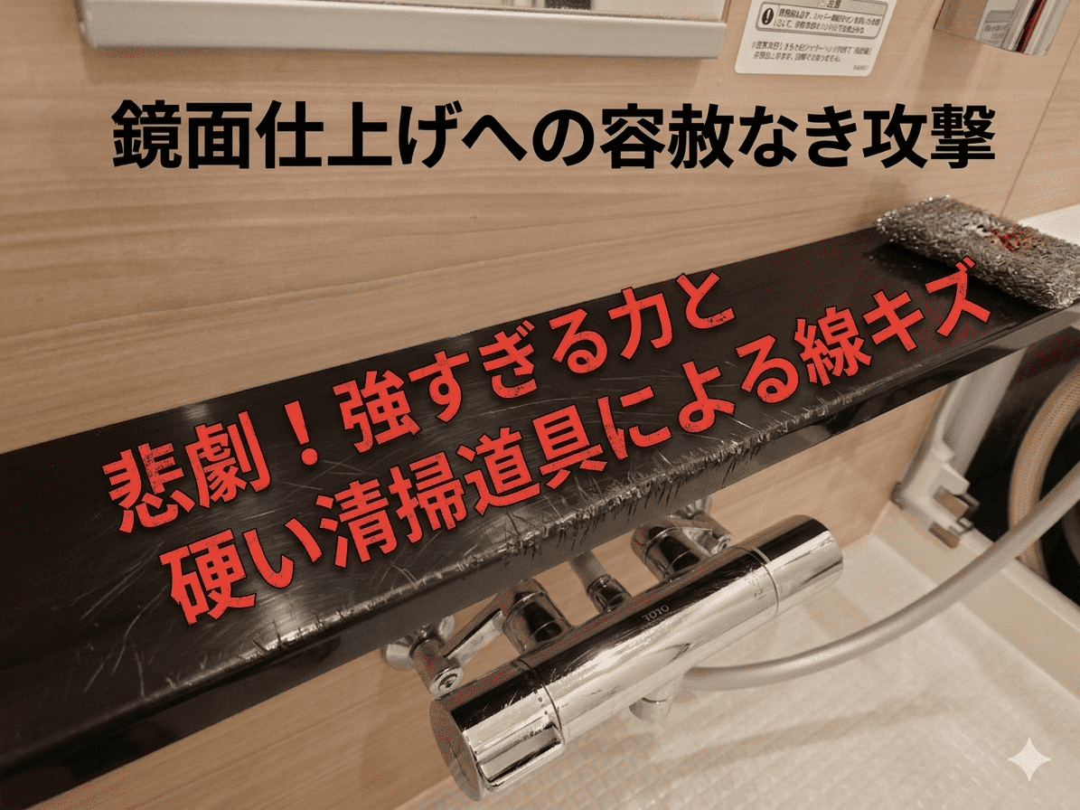 傷ついた浴槽の表面