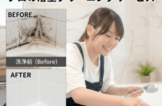 ・お風呂の黒ずみ・浴室クリーニングで水垢・カビを完全除去　・画像