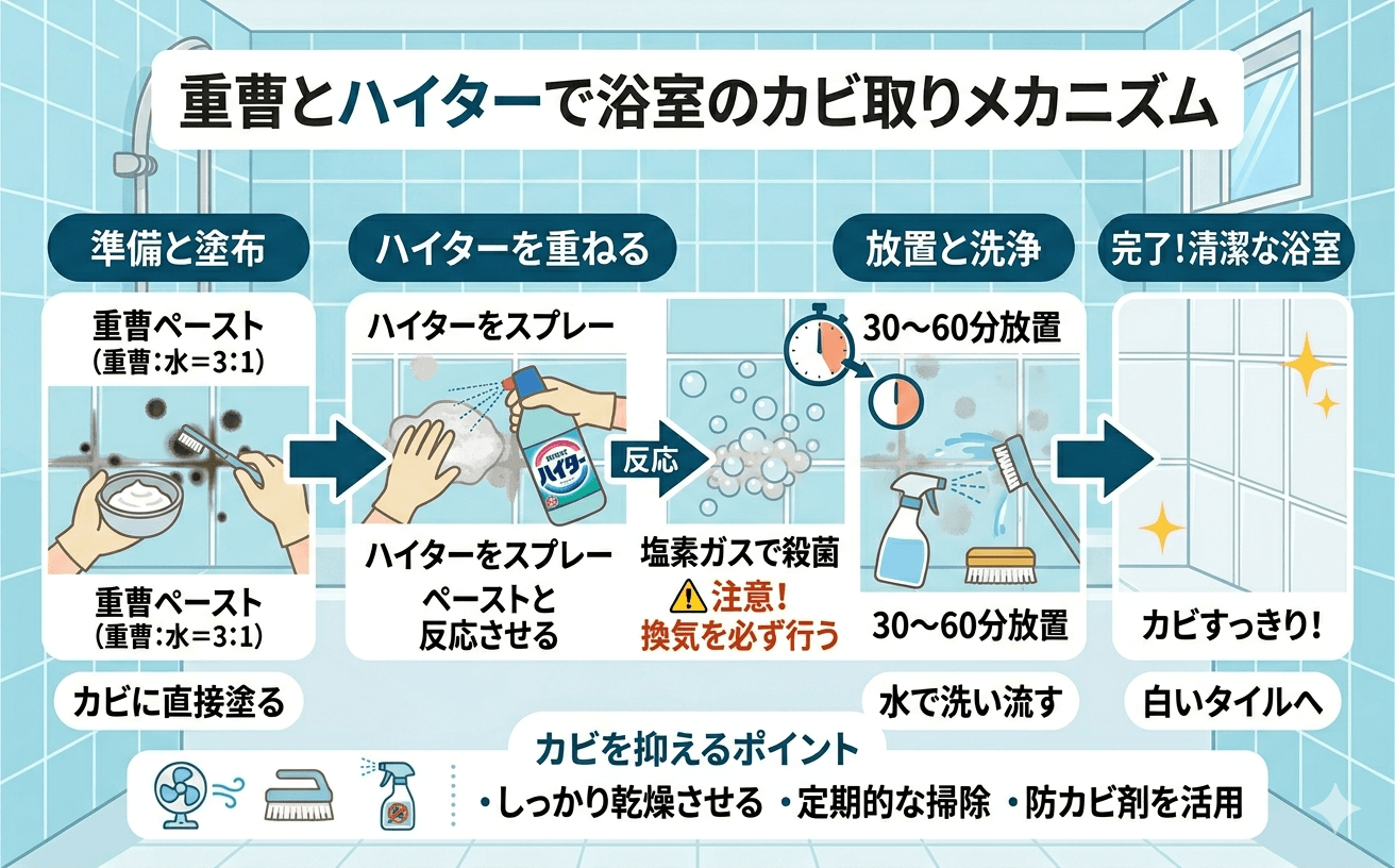 重曹とハイターを使ったカビ取り