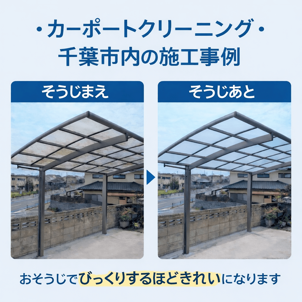 千葉県内のカーポート清掃現場・施工後の写真