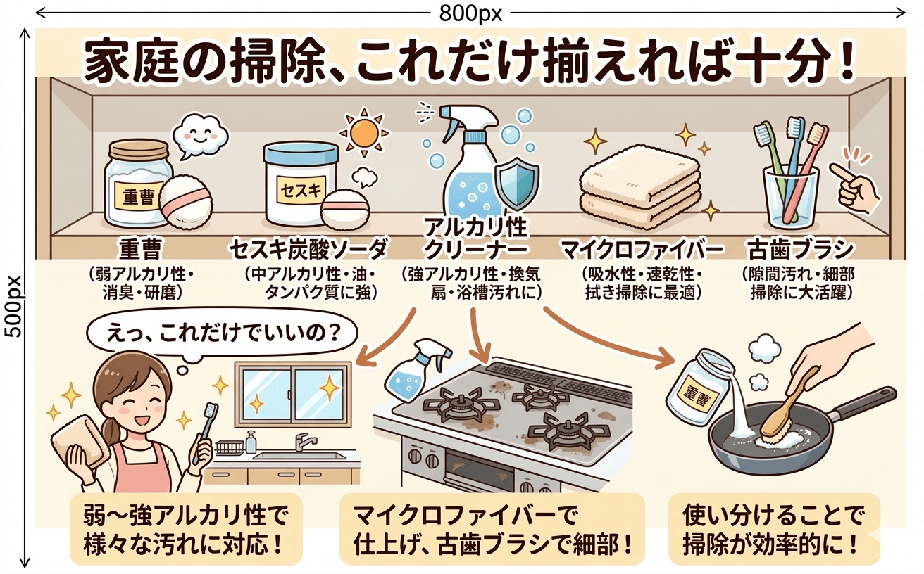 レンジフード掃除に使う洗剤と道具の一覧