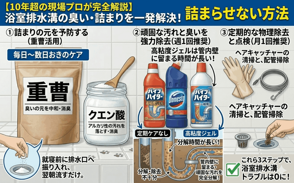 排水溝の詰まらせない方法を 10年超の現場プロが完全解説 浴室排水溝の臭い・詰まりを一発解決