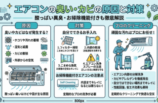エアコンの臭い・カビの原因と対策酸っぱい異臭・お掃除機能付きも徹底解説