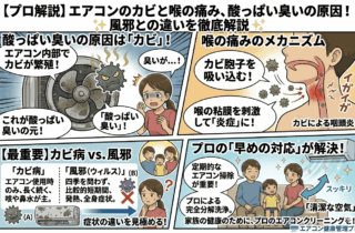 エアコンのカビで喉が痛い・酸っぱい臭いがする原因｜風邪との違いをプロが徹底解説