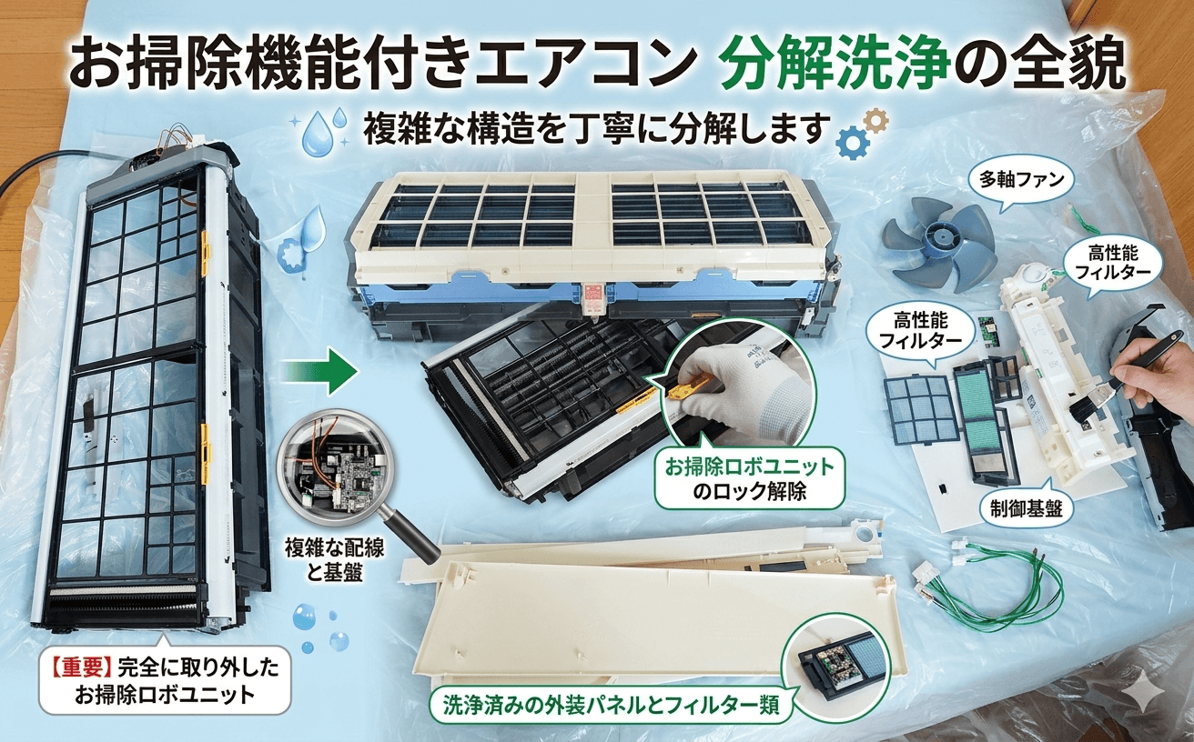 お掃除機能付きエアコン分解クリーニングのイメージ