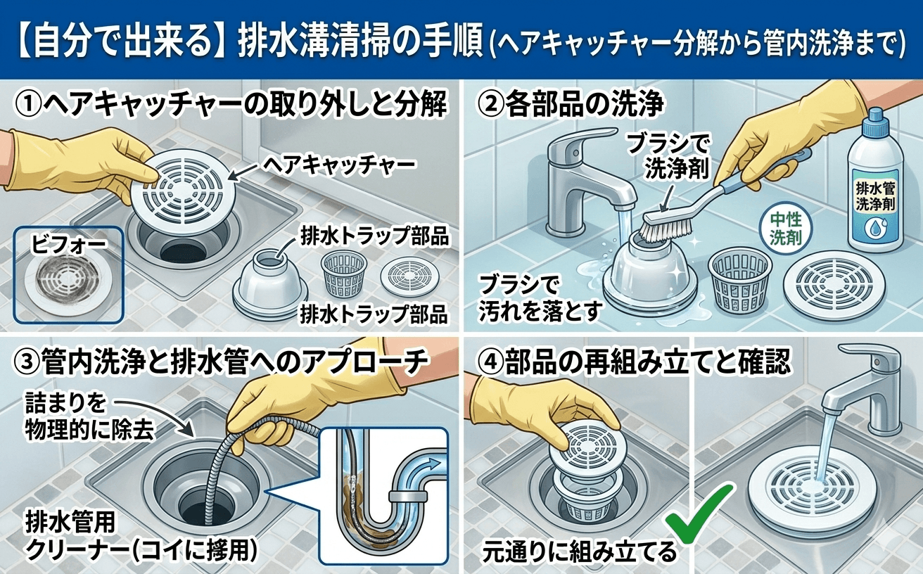 排水溝の自分でできる掃除の手順