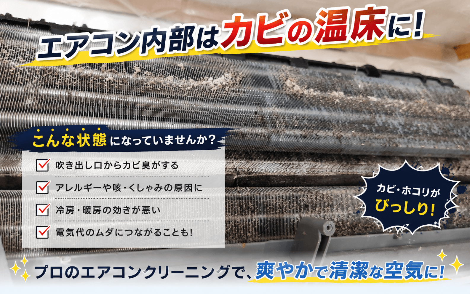 エアコンのカビ状態のイメージ写真