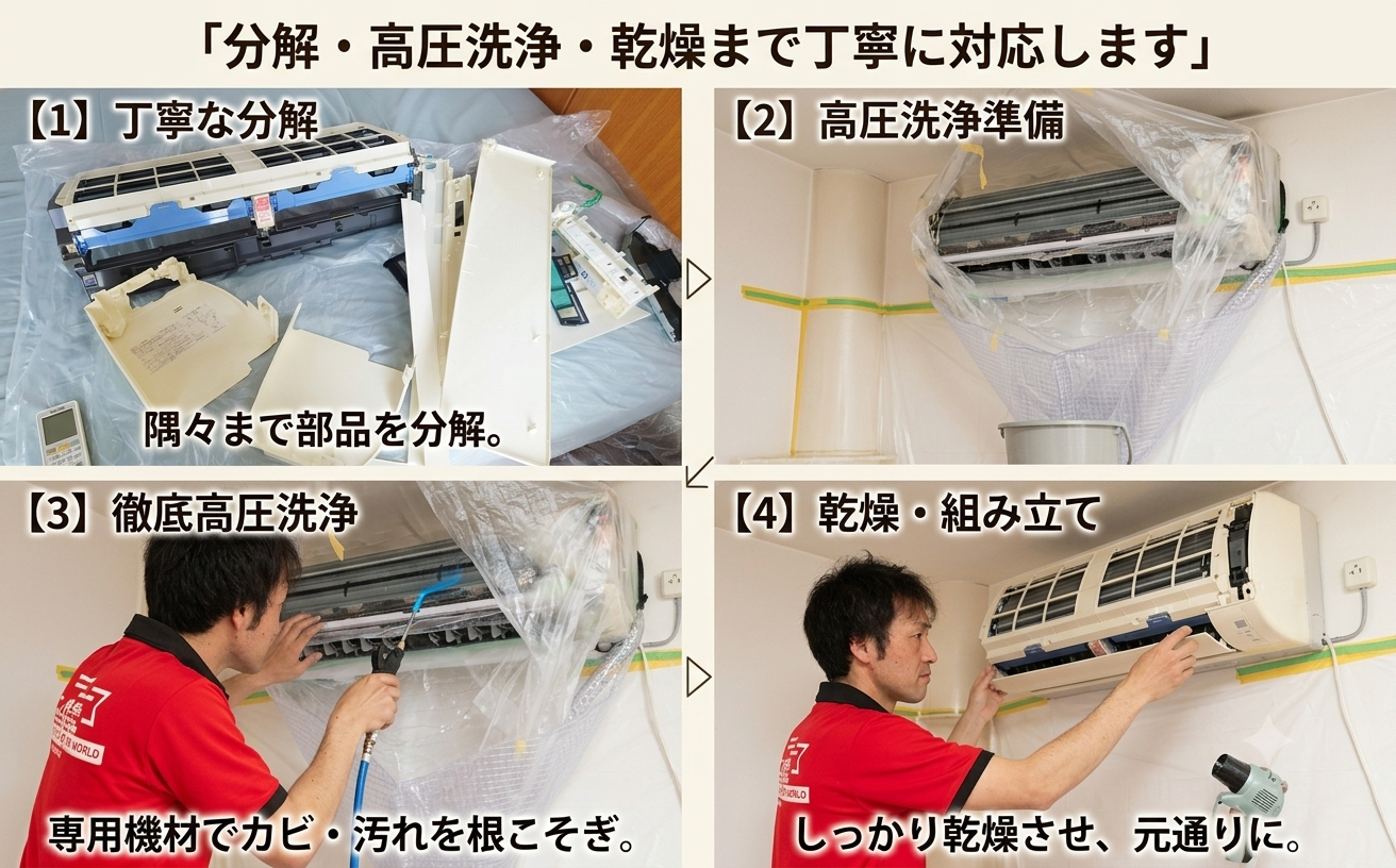エアコンクリーニング作業中の様子