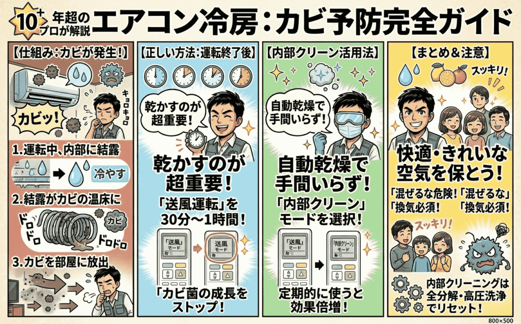 エアコン冷房でカビが生える仕組みと 乾かす正しい方法を10年超のプロが解説