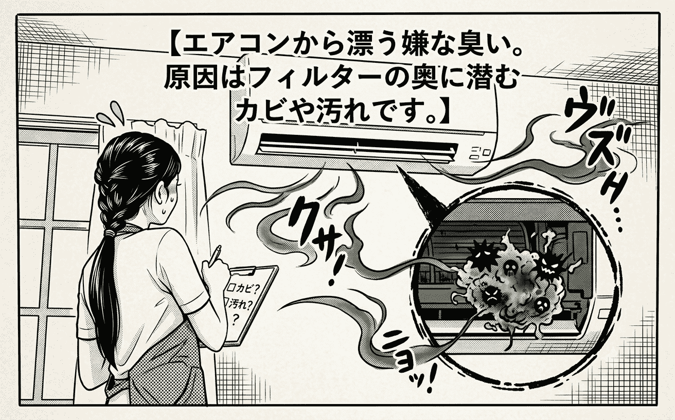 エアコンから嫌な臭いが出るイメージ