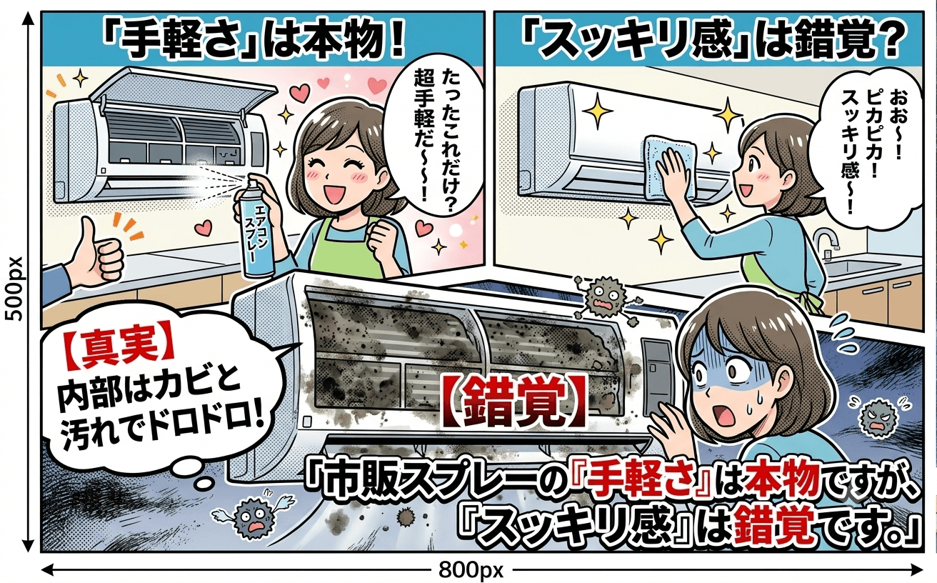 市販スプレーでは汚れは落ち切りません