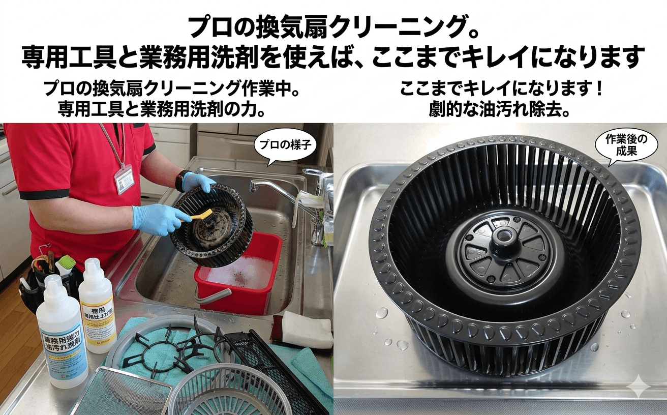 換気扇クリーニング作業中のプロの様子・千葉県