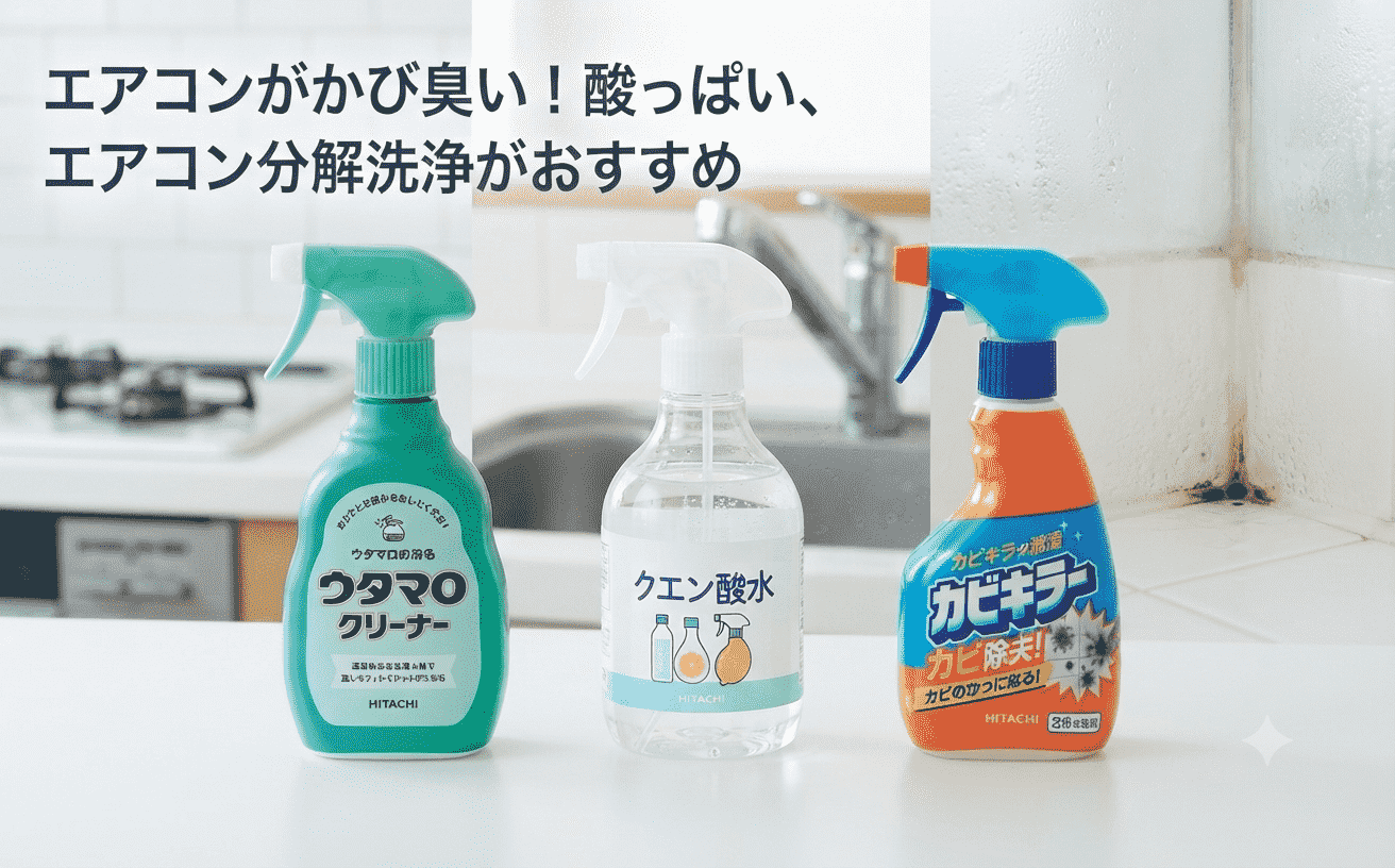 ハウスクリーニングで使う道具一式のレイアウト写真
