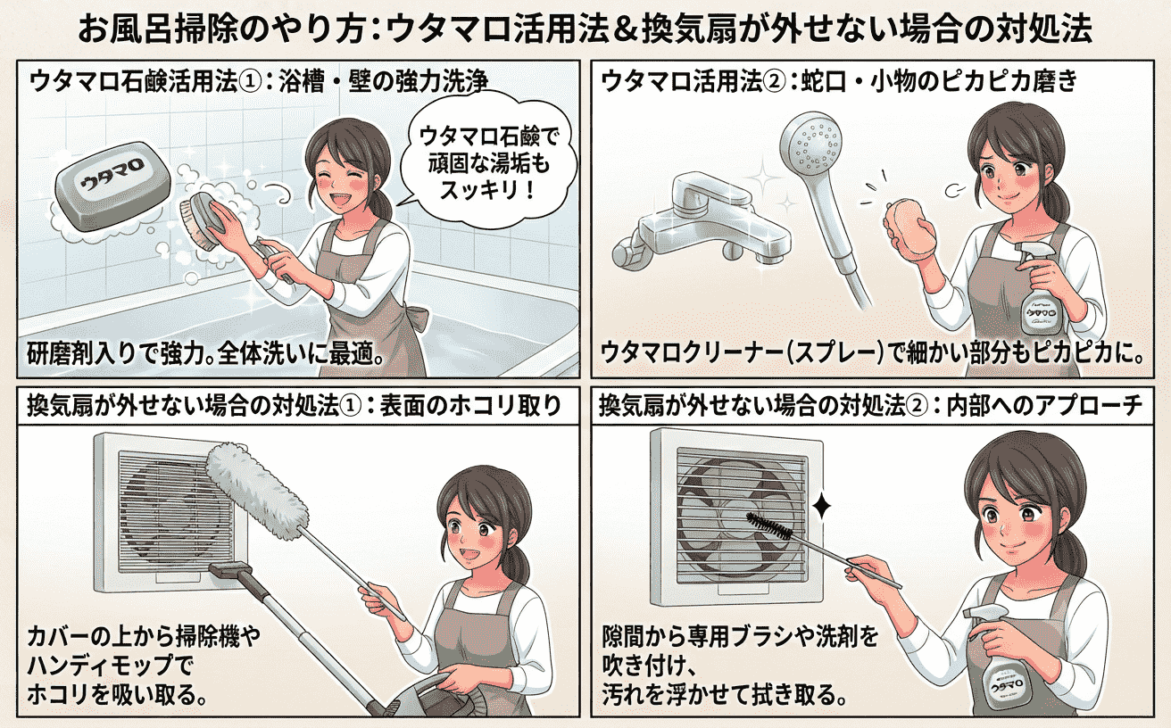【プロ直伝】お風呂掃除のやり方 ウタマロ活用法＆ 換気扇が外せない場合の対処法